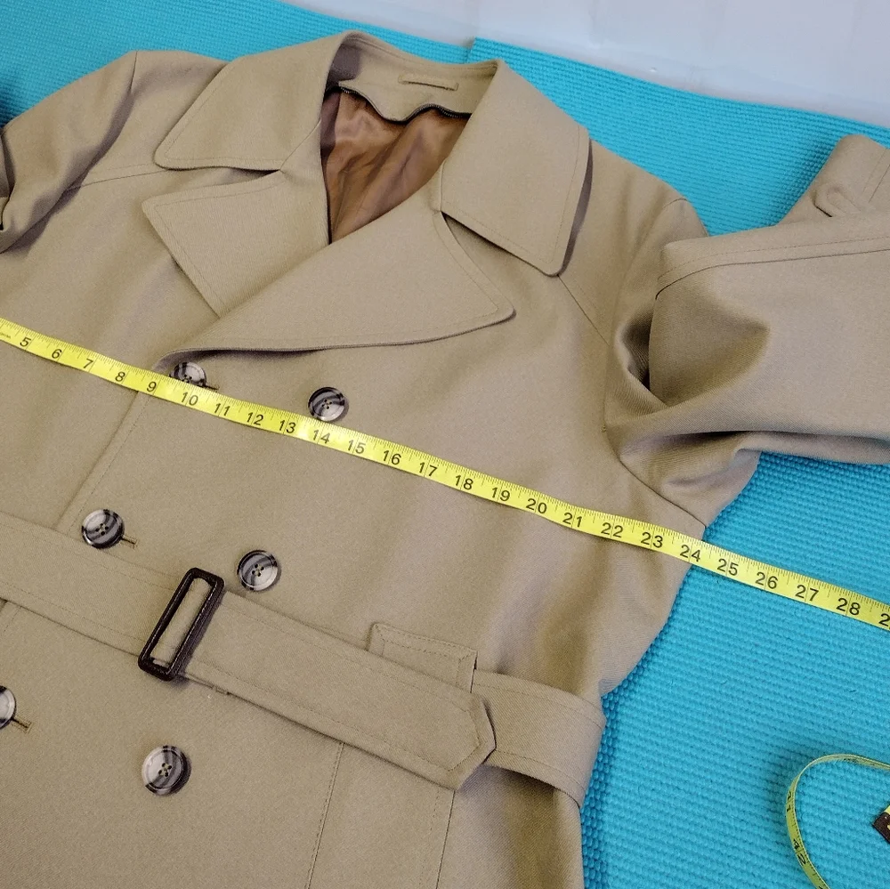 Clipper Mist By Londontown Men's Long Trench Coat Double Breasted Belted 42 Tall